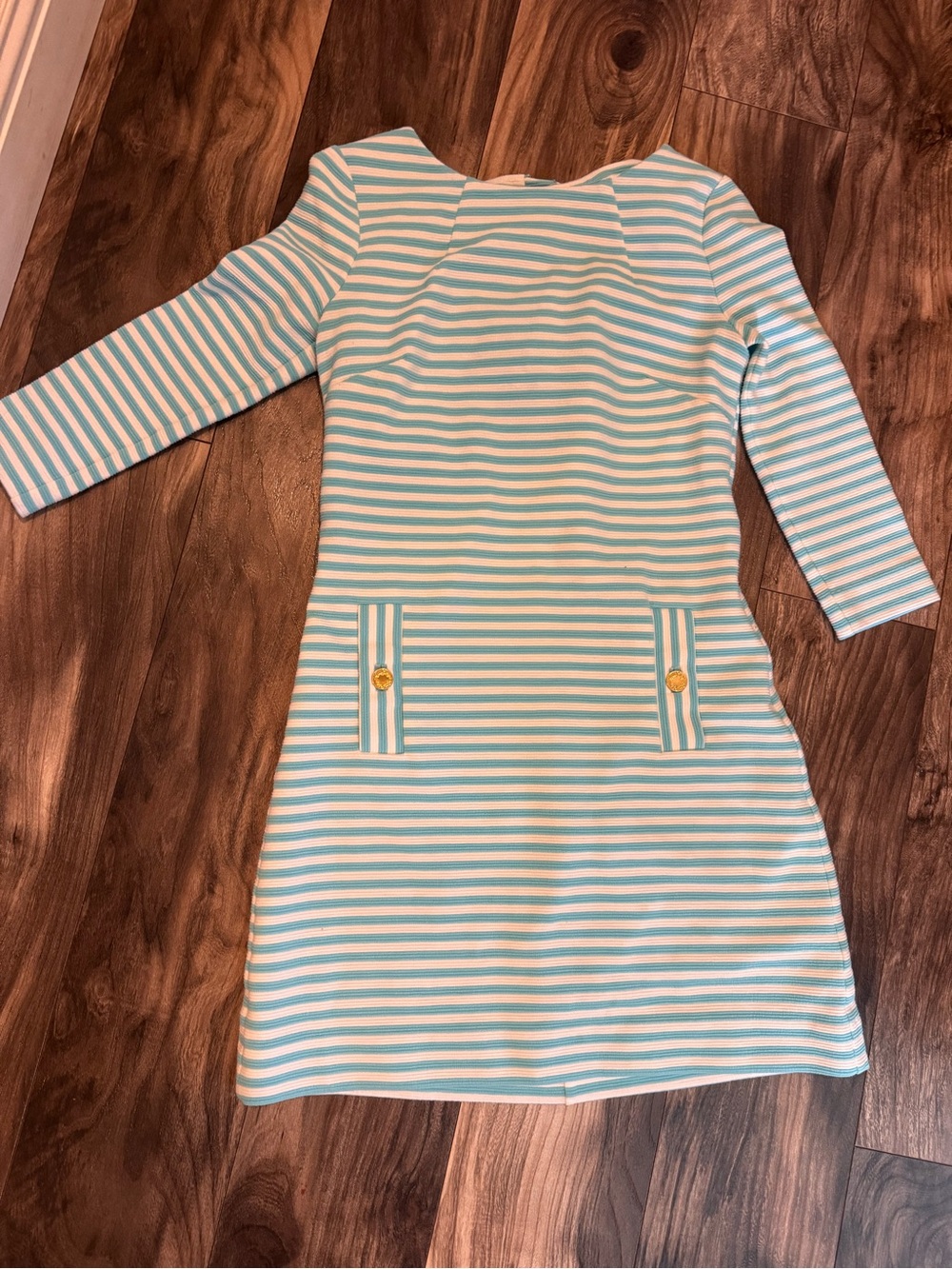 Lilly Pulitzer Aqua and White Striped Knit Dress